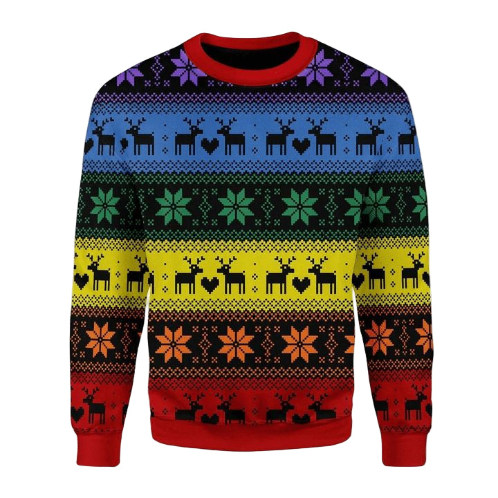 Rainbow Deer LGBT Ugly Christmas Sweater 2022 ? Usalast