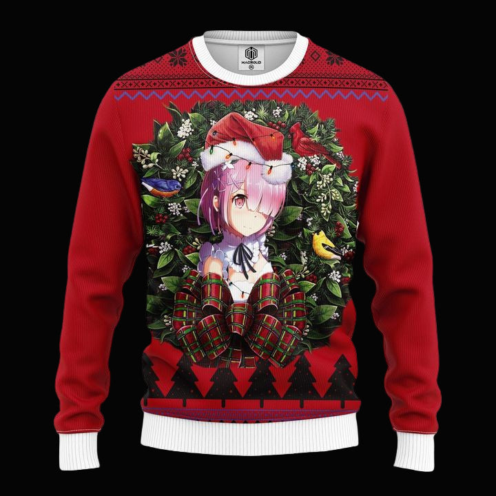 Ram Render Rezero Ram Anime Noel Mc Ugly Christmas Sweater Thanksgiving Gift ? Usalast