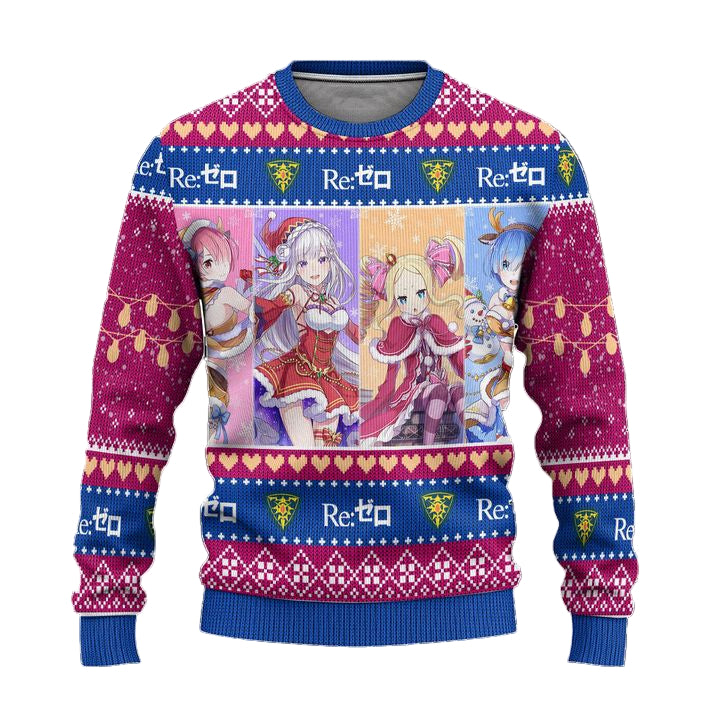 Re Zero Anime Ugly Christmas Sweater Custom Characters Xmas Gift ? Usalast