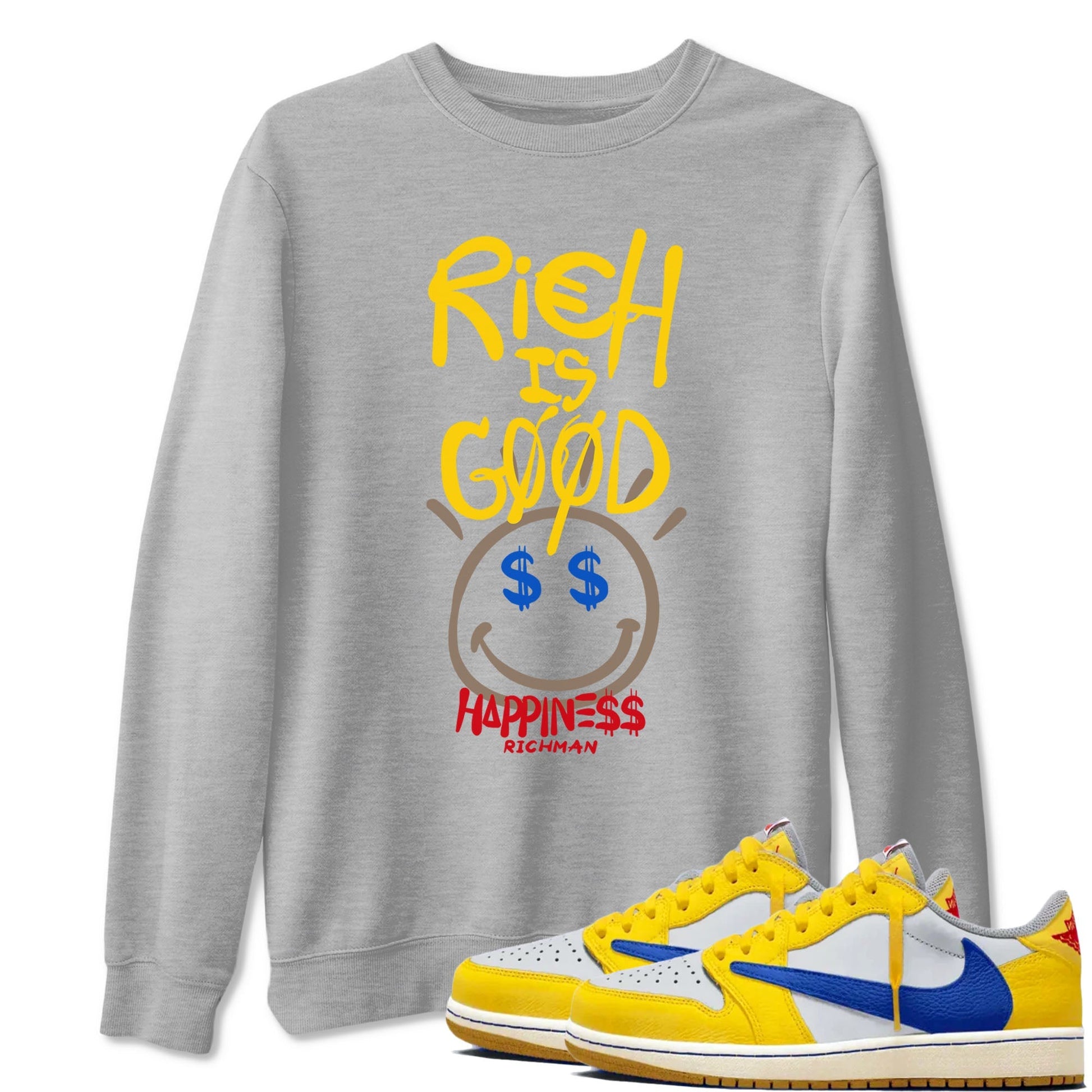 Rich Is Good Sneaker Tees - Air Jordan 1 Travis Scott Canary