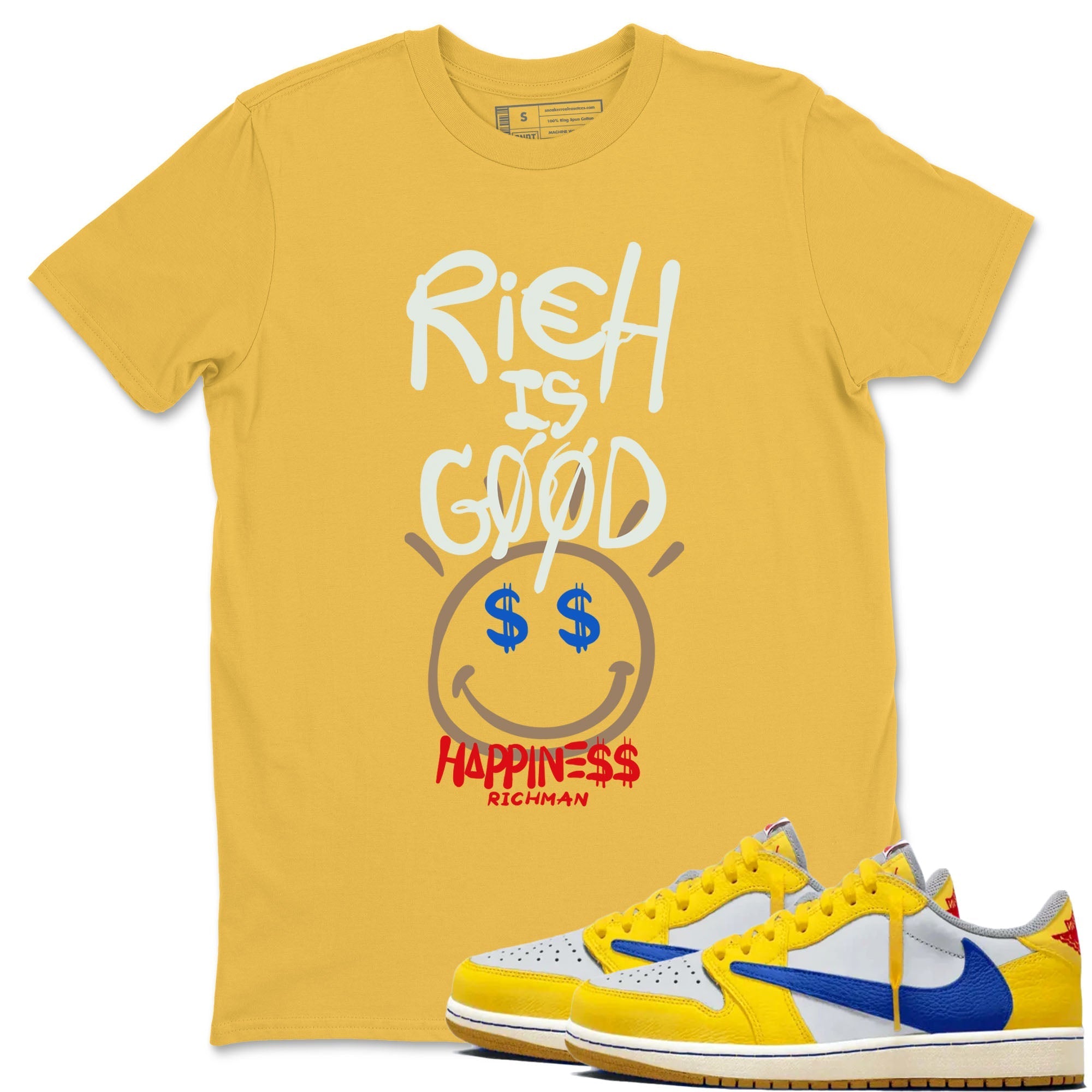 Rich Is Good Sneaker Tees - Air Jordan 1 Travis Scott Canary
