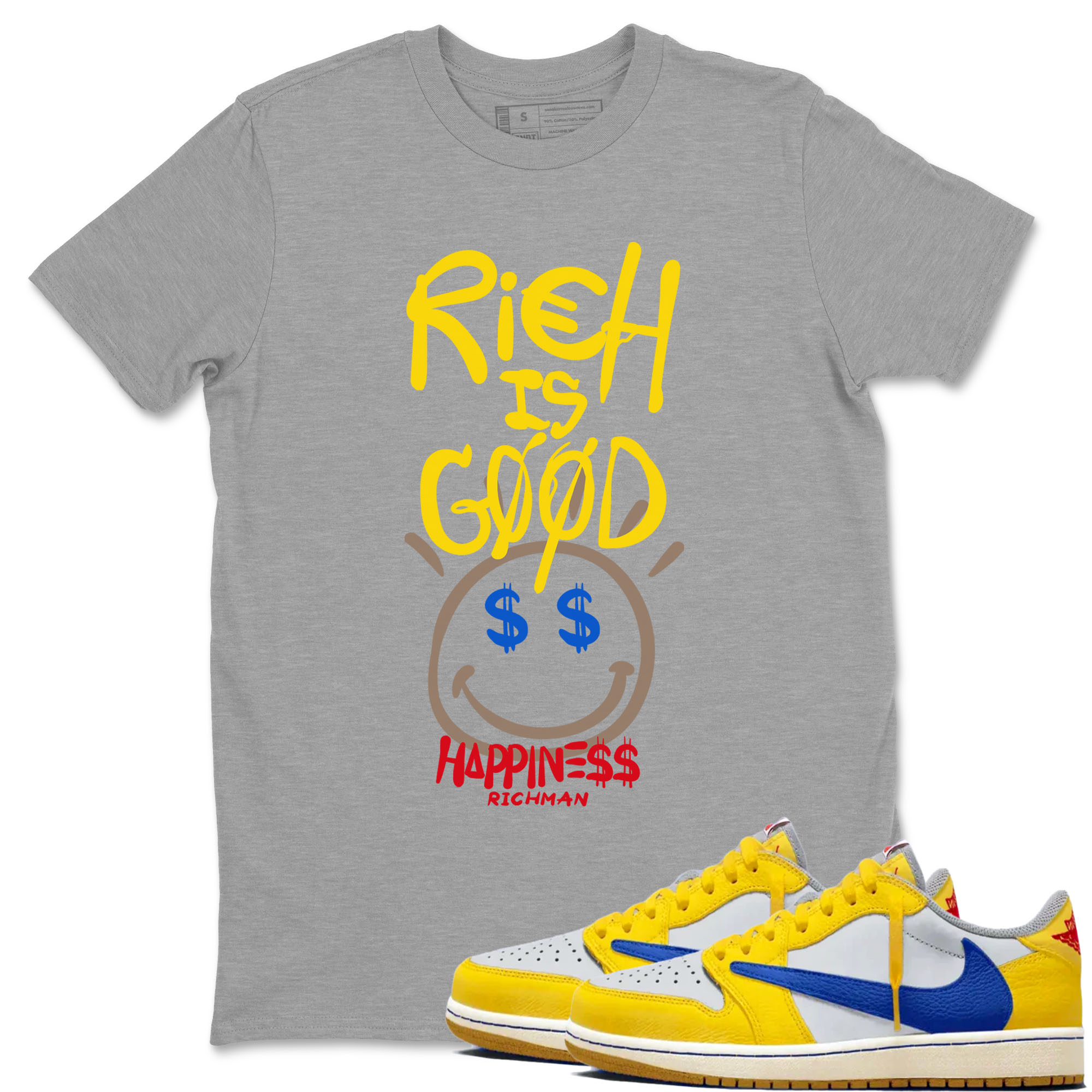 Rich Is Good Sneaker Tees - Air Jordan 1 Travis Scott Canary