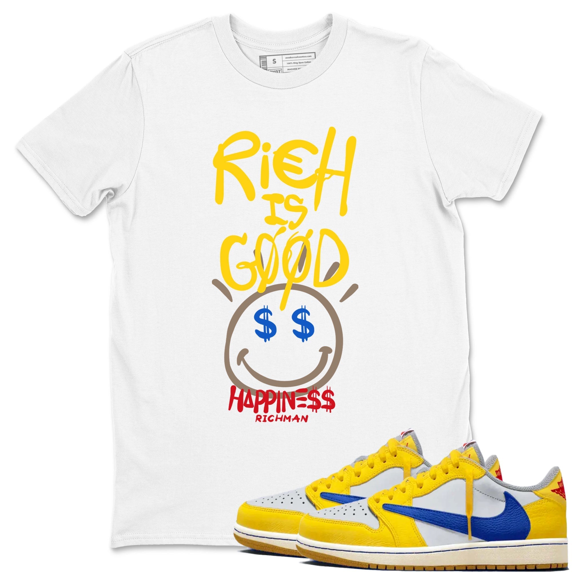 Rich Is Good Sneaker Tees - Air Jordan 1 Travis Scott Canary