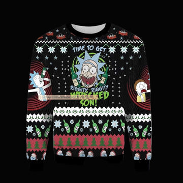 Rick Sanchez Time To Get Riggy Wrecked Son Merry Christmas Rick and Morty Ugly 3D Sweater ? Usalast