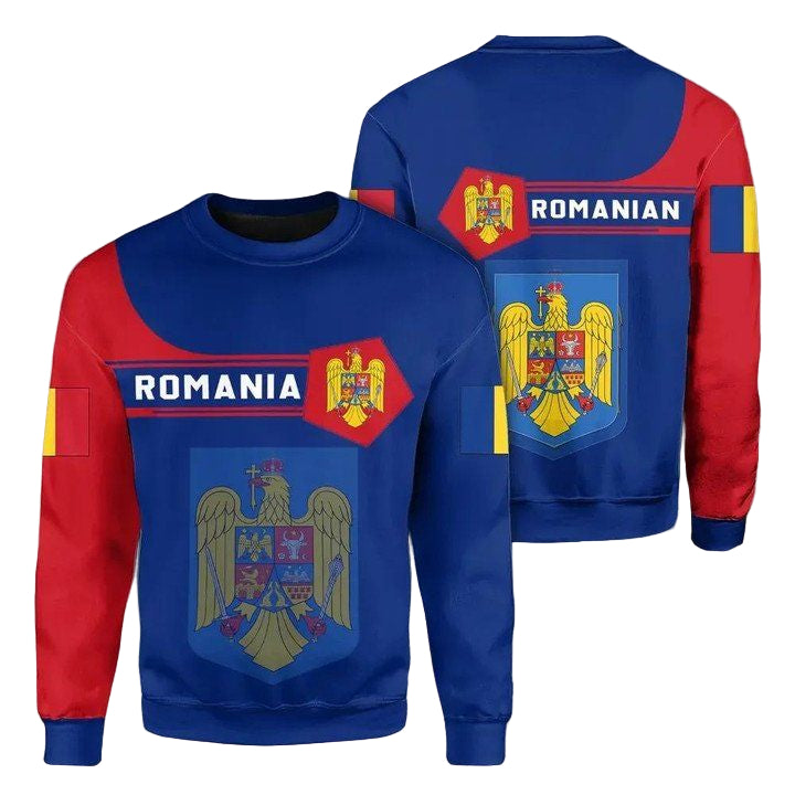 Romania Coat Of Arms Sweater Simple Style J78 ? Usalast