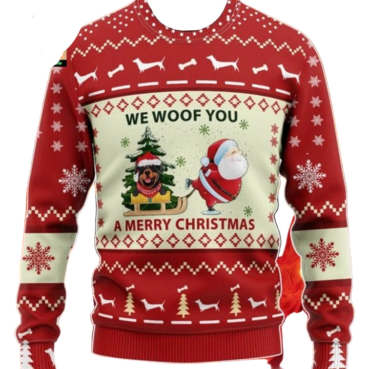 Rottweiler Santa Claus We Woof You A Merry Christmas Sweater Hoodie ? Usalast