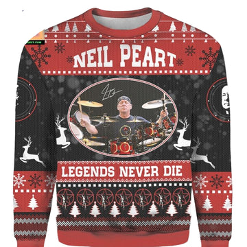 Rush Rock Neil Peart Drummer Legend Never Die Ugly Christmas 3D Sweater ? Usalast