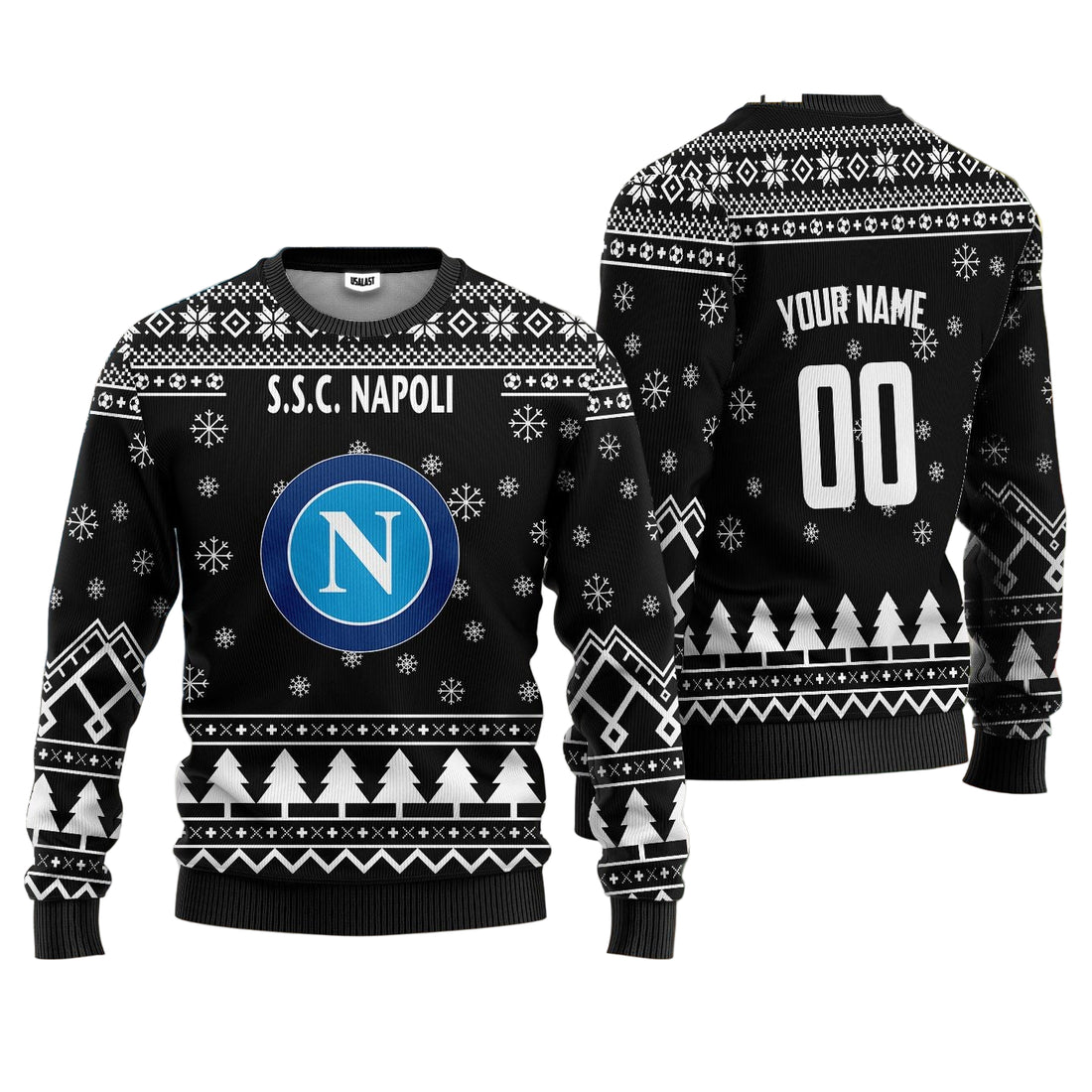 S.S.C Napoli Personalized Ugly Christmas Sweater Black Version ? Usalast