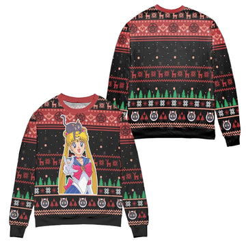 Sailor Moon Snowflake And Pine Tree Ugly Christmas Sweater ? Usalast