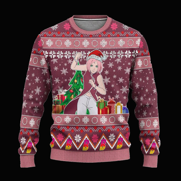 Sakura Uchiha Anime Ugly Christmas Sweater Custom Boruto Xmas Gift ? Usalast