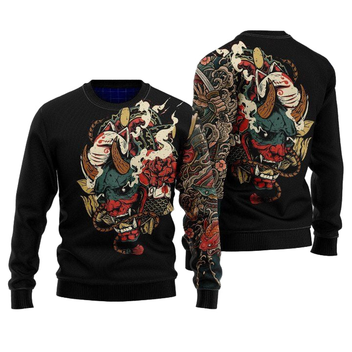 Samurai Tattoo Ugly Christmas Sweater For Men Women Adult Uh1010 ? Usalast
