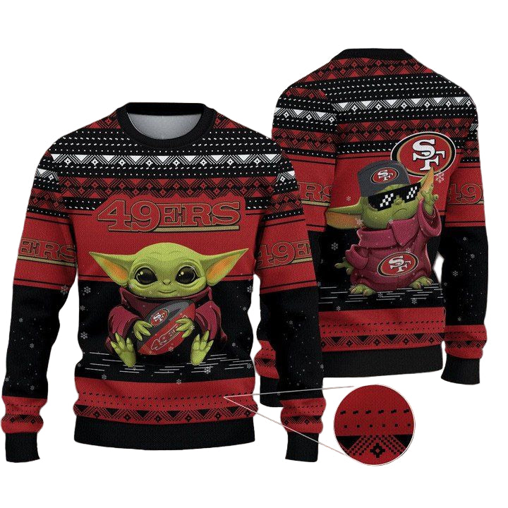 San Francisco 49Ers Baby Yoda Merry Christmas Knitted Ugly Sweater ? Usalast
