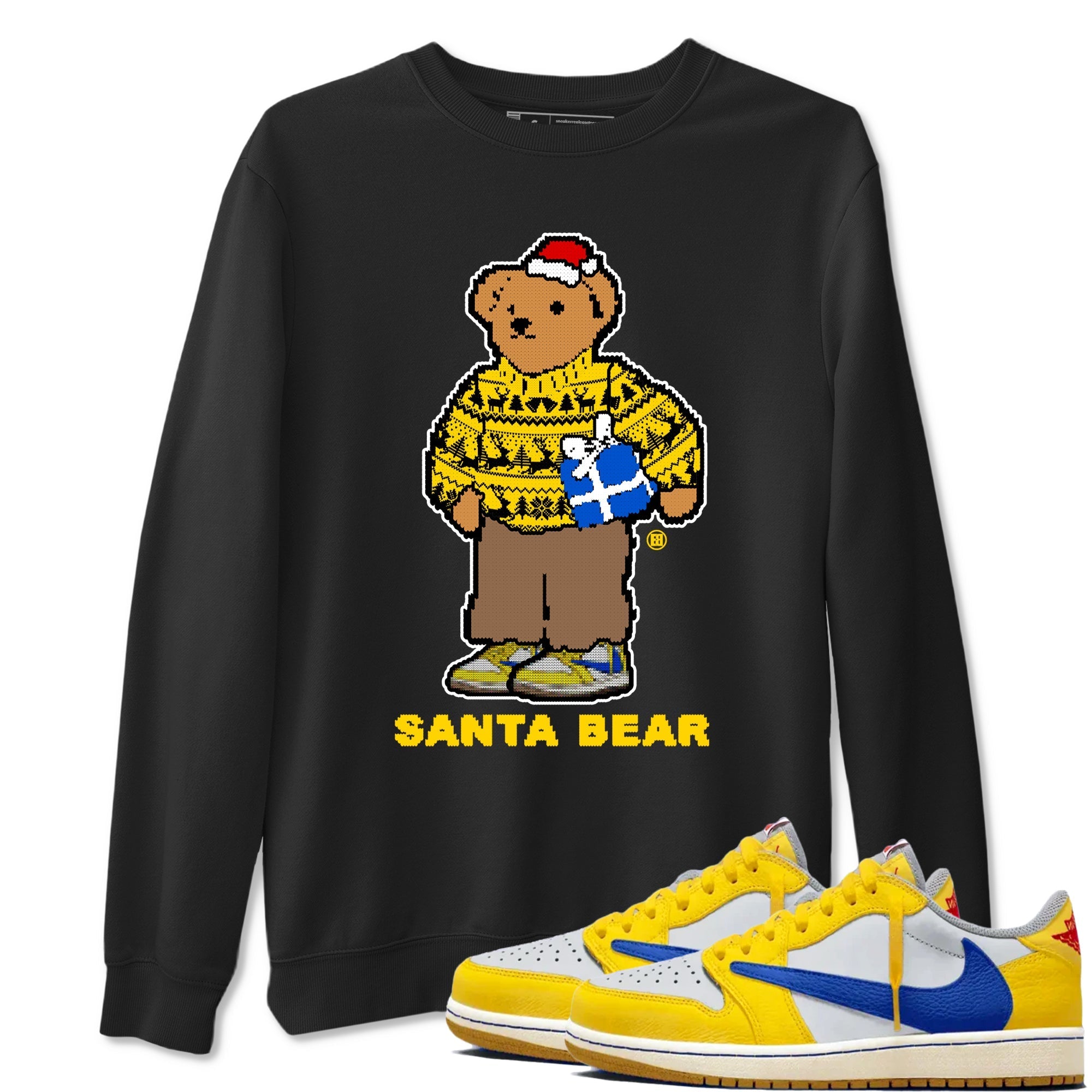 Santa Bear Sneaker Tees - Air Jordan 1 Travis Scott Canary