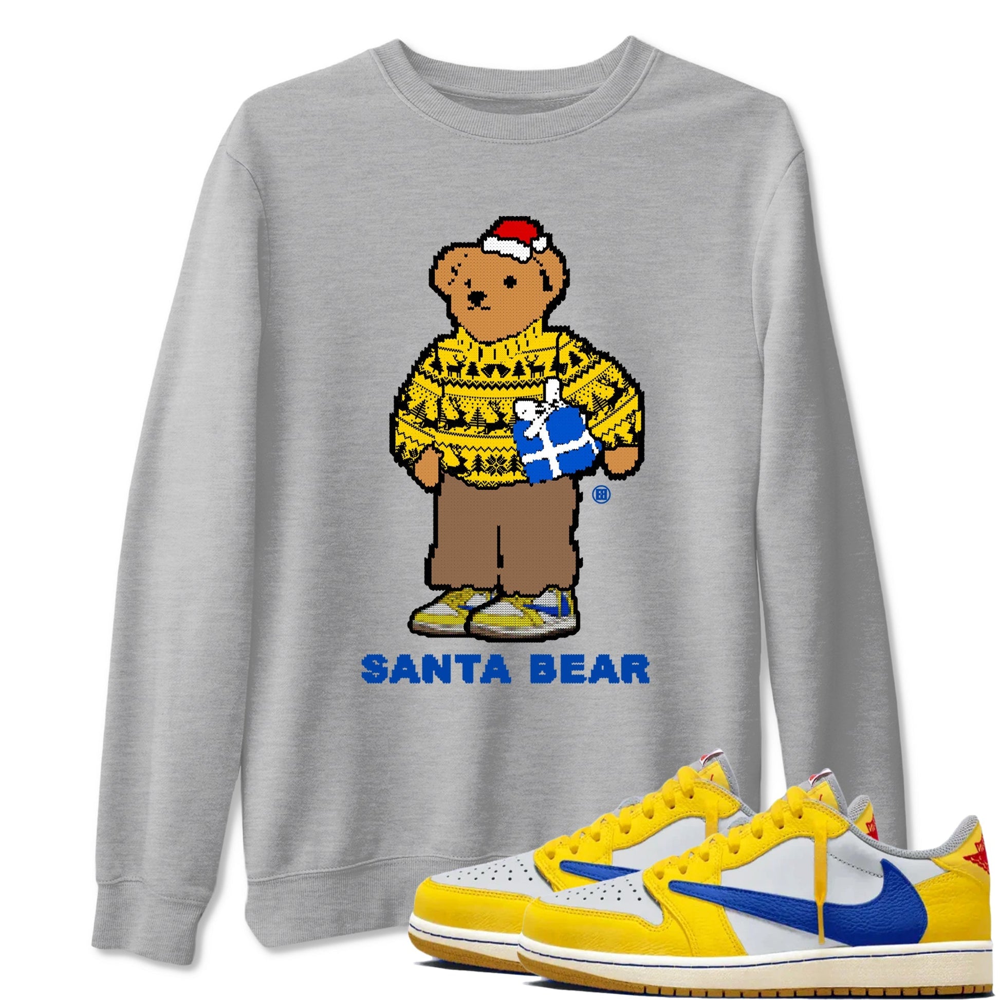 Santa Bear Sneaker Tees - Air Jordan 1 Travis Scott Canary
