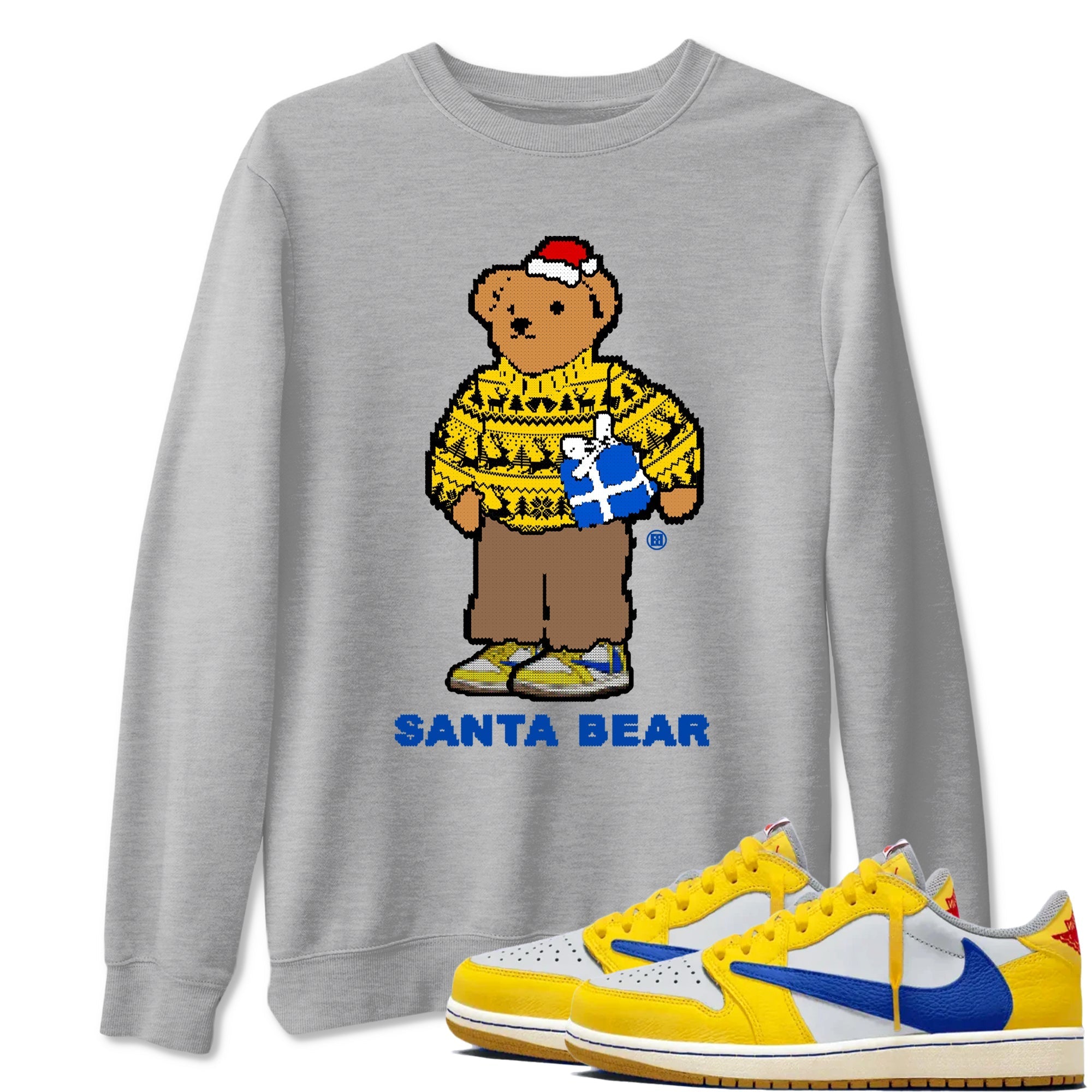 Santa Bear Sneaker Tees - Air Jordan 1 Travis Scott Canary