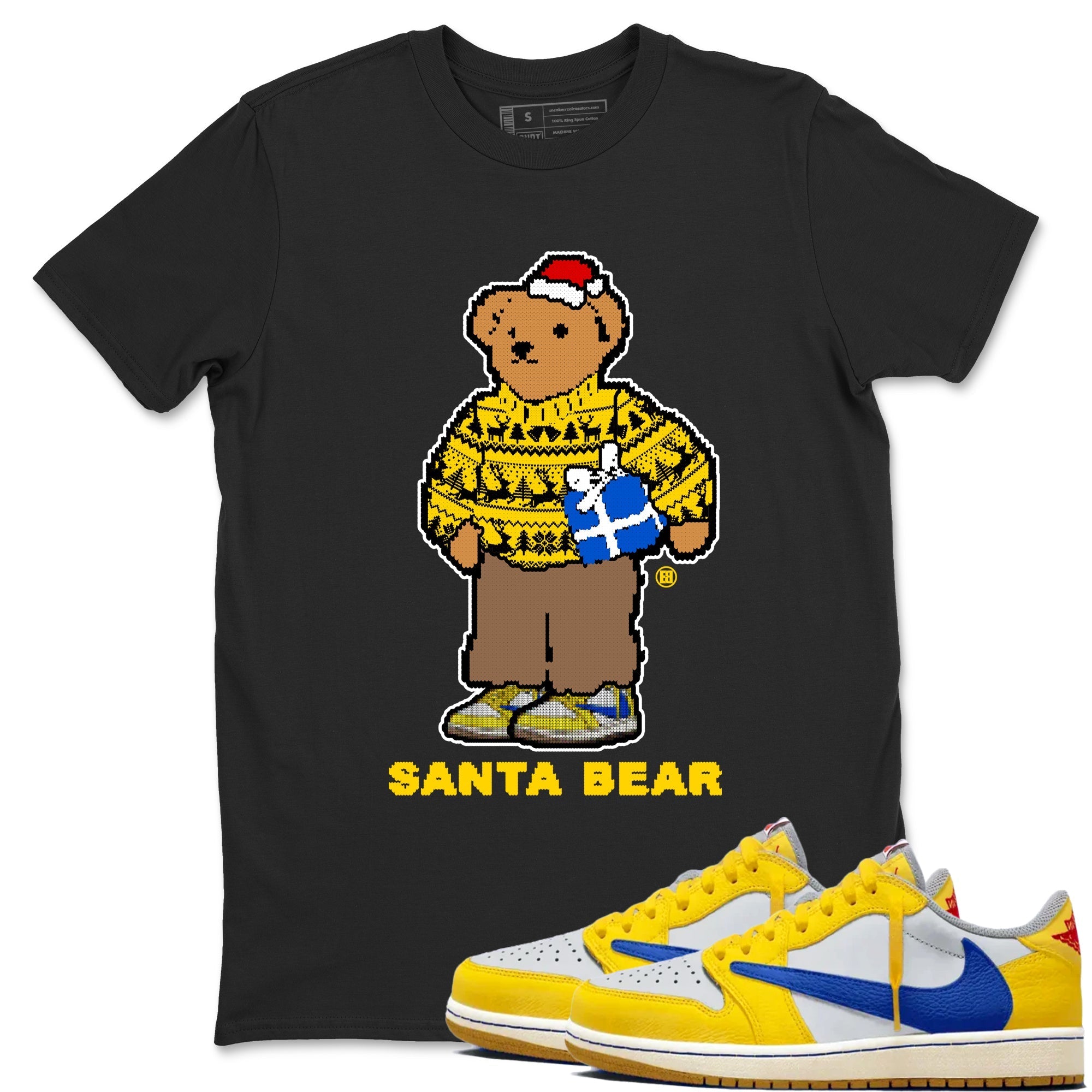 Santa Bear Sneaker Tees - Air Jordan 1 Travis Scott Canary