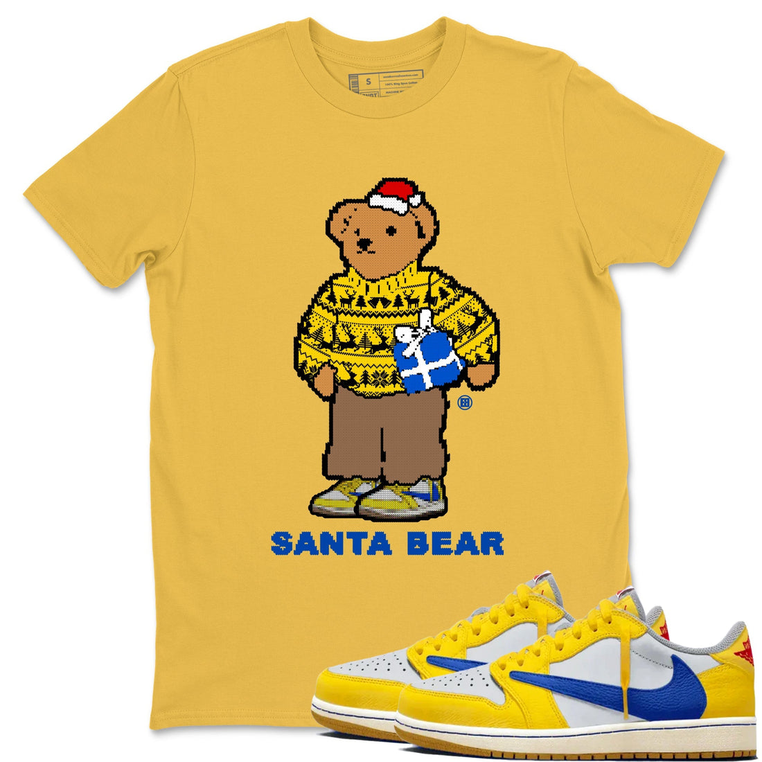 Santa Bear Sneaker Tees - Air Jordan 1 Travis Scott Canary