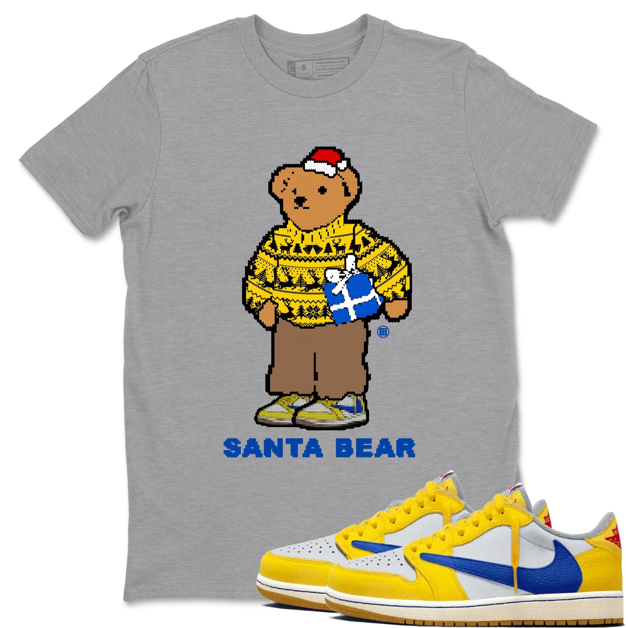Santa Bear Sneaker Tees - Air Jordan 1 Travis Scott Canary