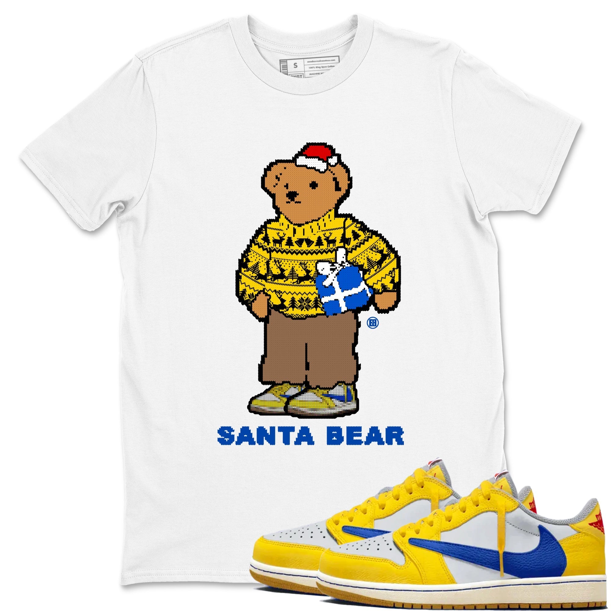 Santa Bear Sneaker Tees - Air Jordan 1 Travis Scott Canary