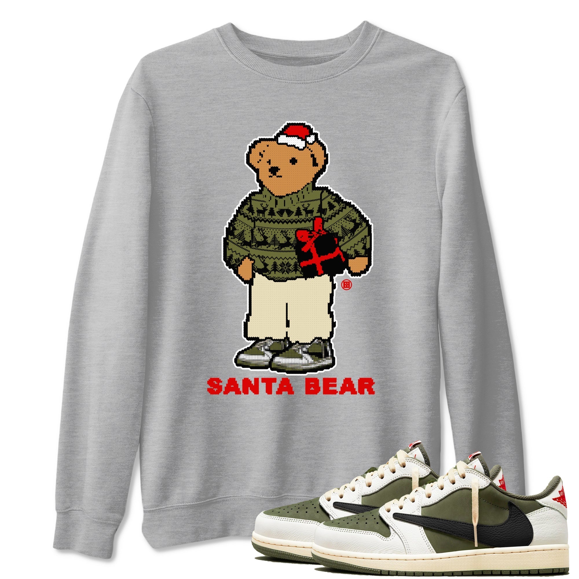 Santa Bear Sneaker Tees - Air Jordan 1 Travis Scott Medium Olive