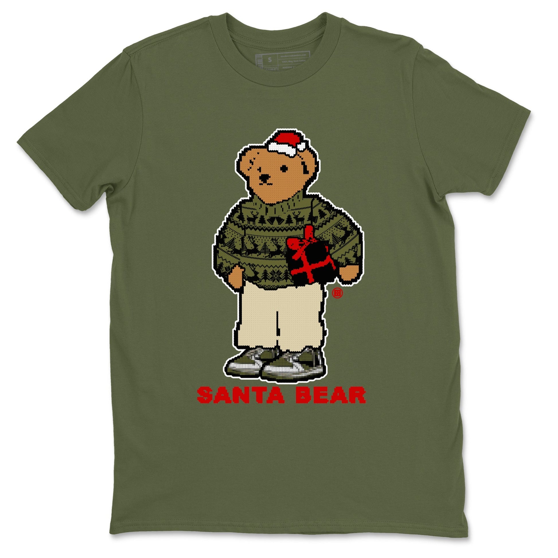 Santa Bear Sneaker Tees - Air Jordan 1 Travis Scott Medium Olive
