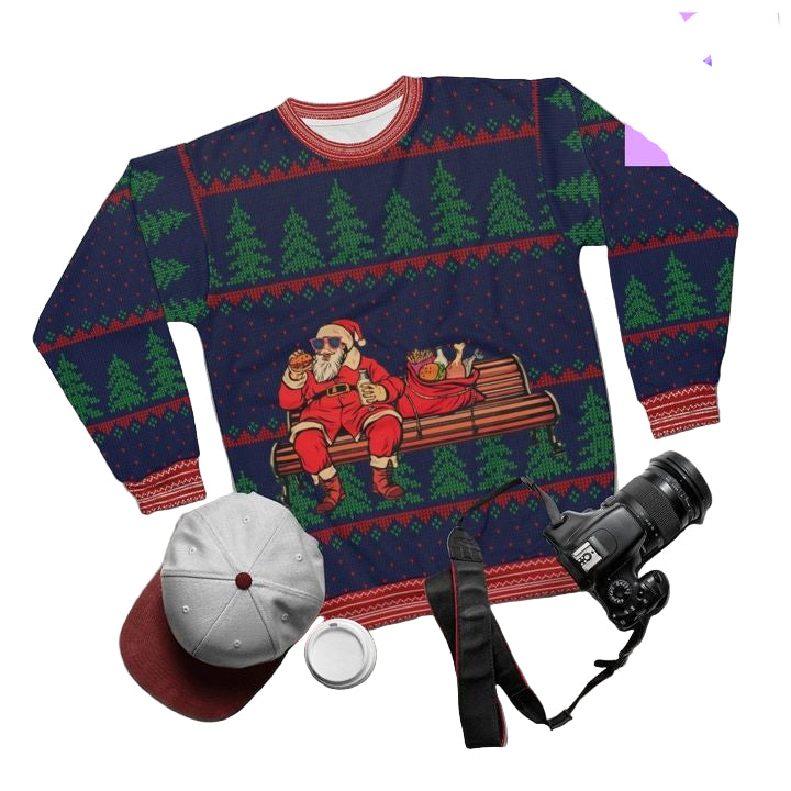 Santa Eating Burger Doing It For Hosmerry Xmas 3d Ugly Christmas Sweater ? Usalast