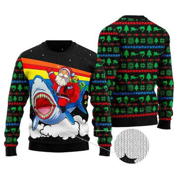 Santa Riding Shark Unisex 3D Ugly Christmas 3D Sweater ? Usalast