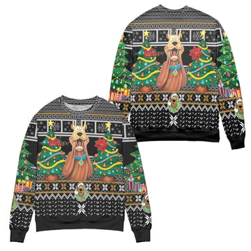Santa Scoopy Doo And Christmas Tree Ugly Christmas Sweater ? Black ? Usalast