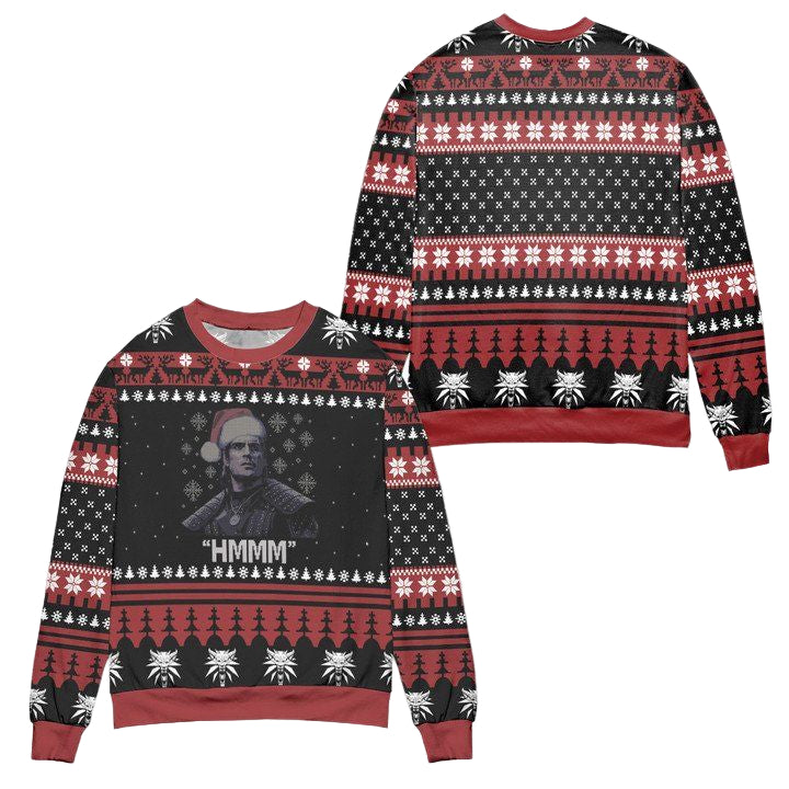Santa Witcher Hmmm Ugly Christmas Sweater ? Black Red ? Usalast