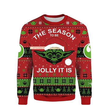 Santa Yoda Star Wars The Season To Be Jolly It is Ugly Christmas 3D Sweater ? Usalast