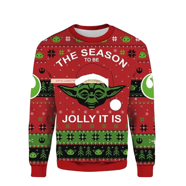 Santa Yoda Star Wars The Season To Be Jolly It is Ugly Christmas 3D Sweater ? Usalast
