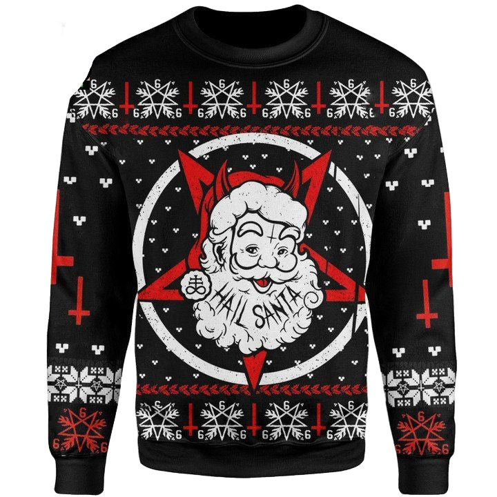 Satanic Christmas Sweater Hail Santa ? Usalast