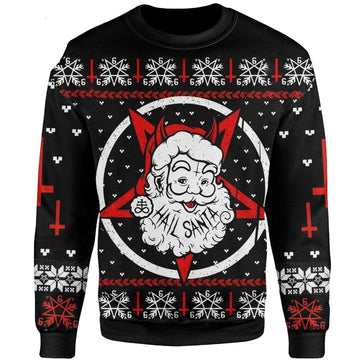 Satanic Christmas Sweater Hail Santa ? Usalast
