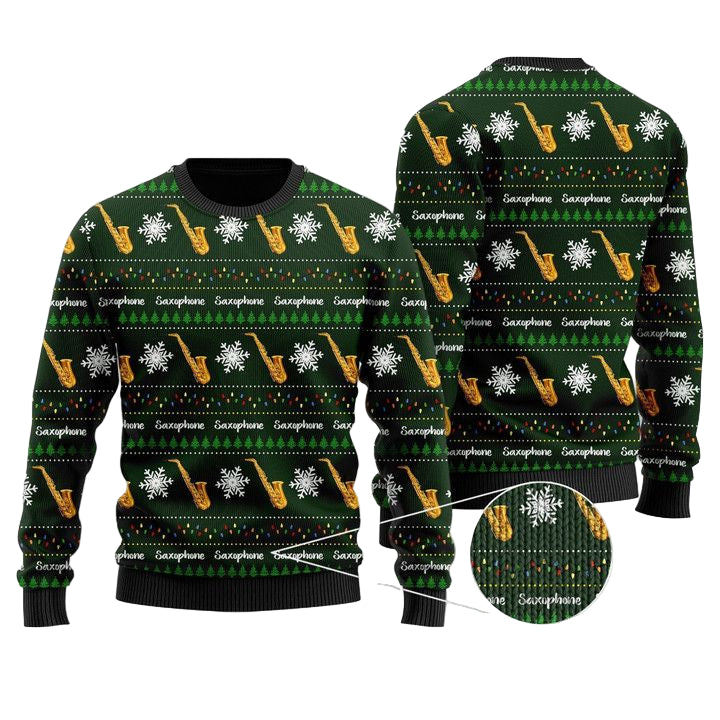 Saxophone Snowflakes Image Noel Pattern Ugly Gifts All Over Print 3D Sweater ? Usalast