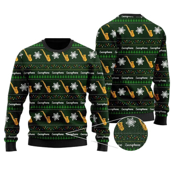 Saxophone Snowflakes Image Noel Pattern Ugly Gifts All Over Print 3D Sweater ? Usalast