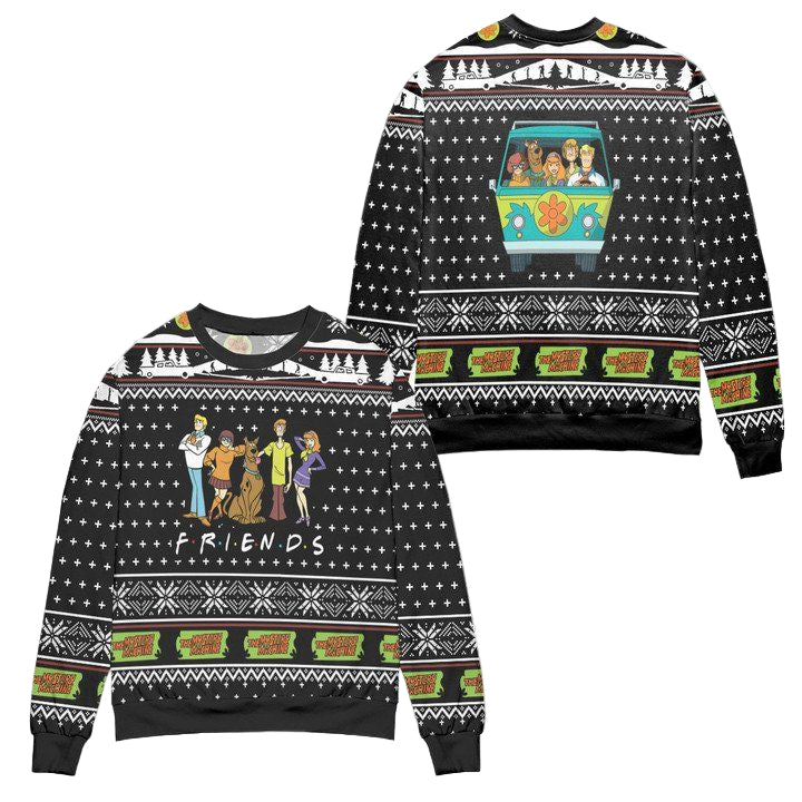 Scooby Doo Crew Friends Snowflake Pattern Ugly Christmas Sweater ? Black ? Usalast