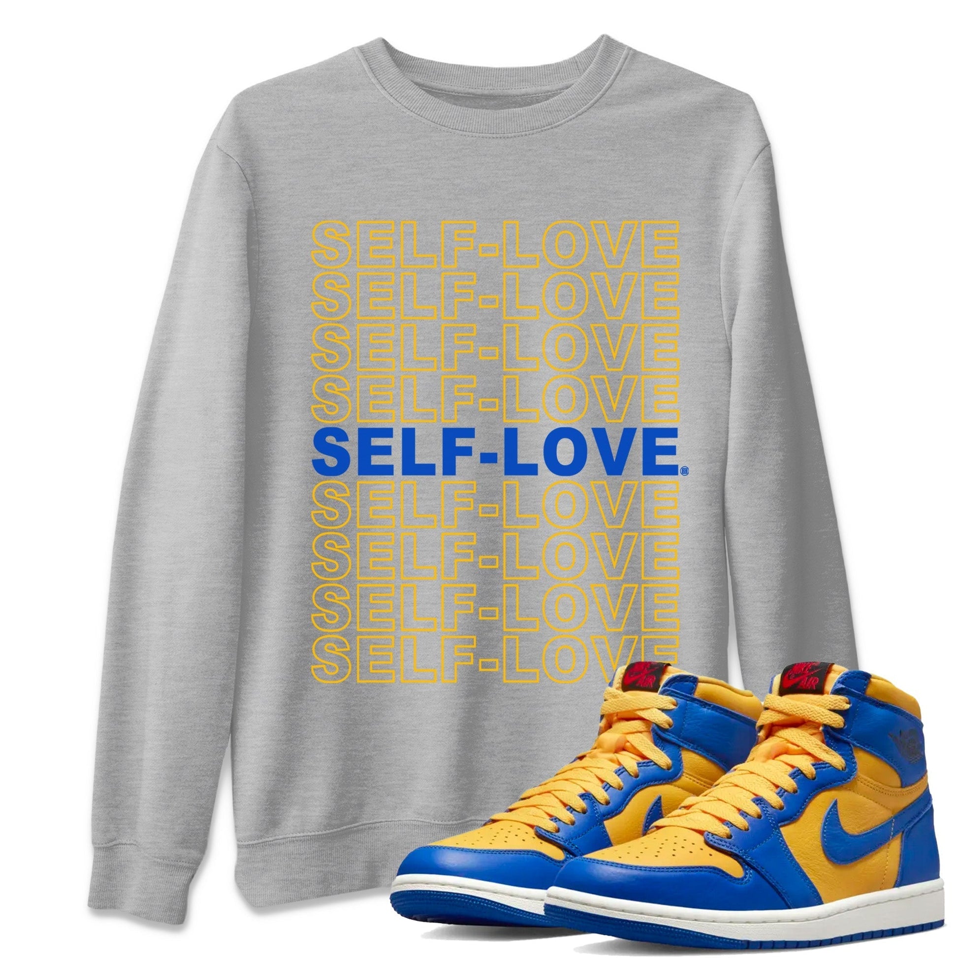 Self Love Unisex Tops - Air Jordan 1 Game Royal Varsity Maize