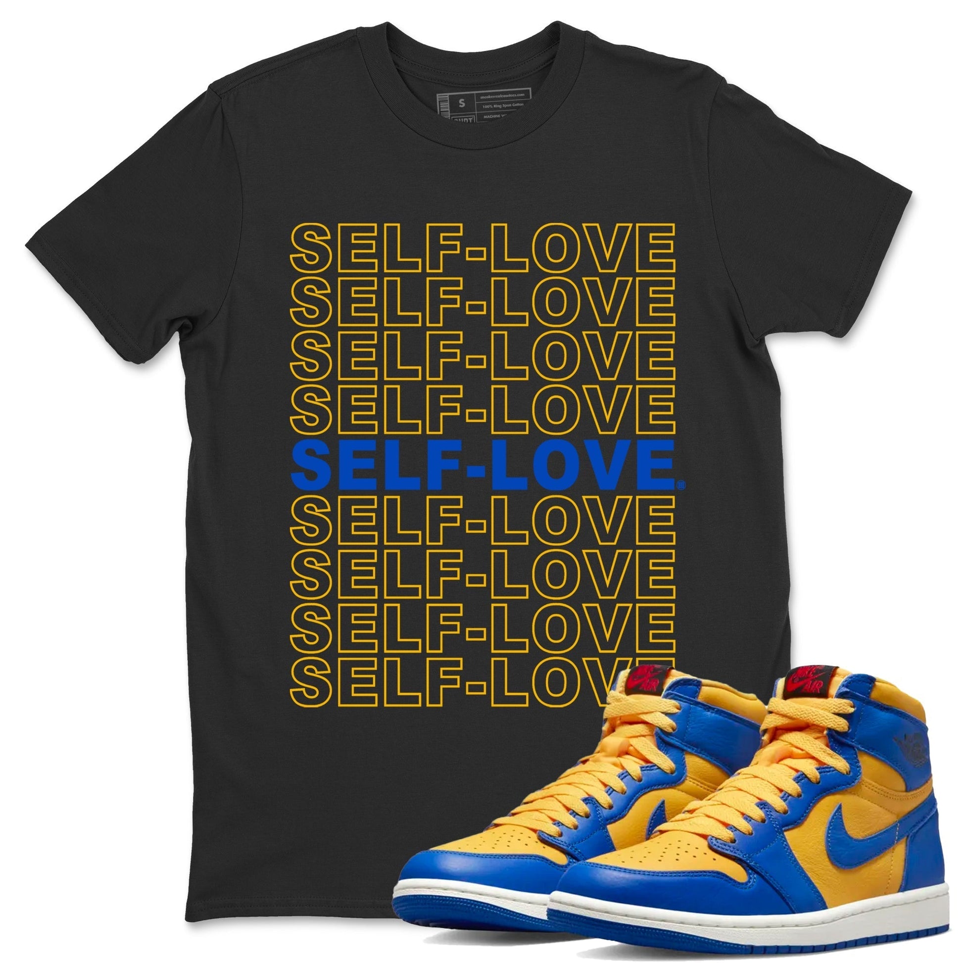 Self Love Unisex Tops - Air Jordan 1 Game Royal Varsity Maize