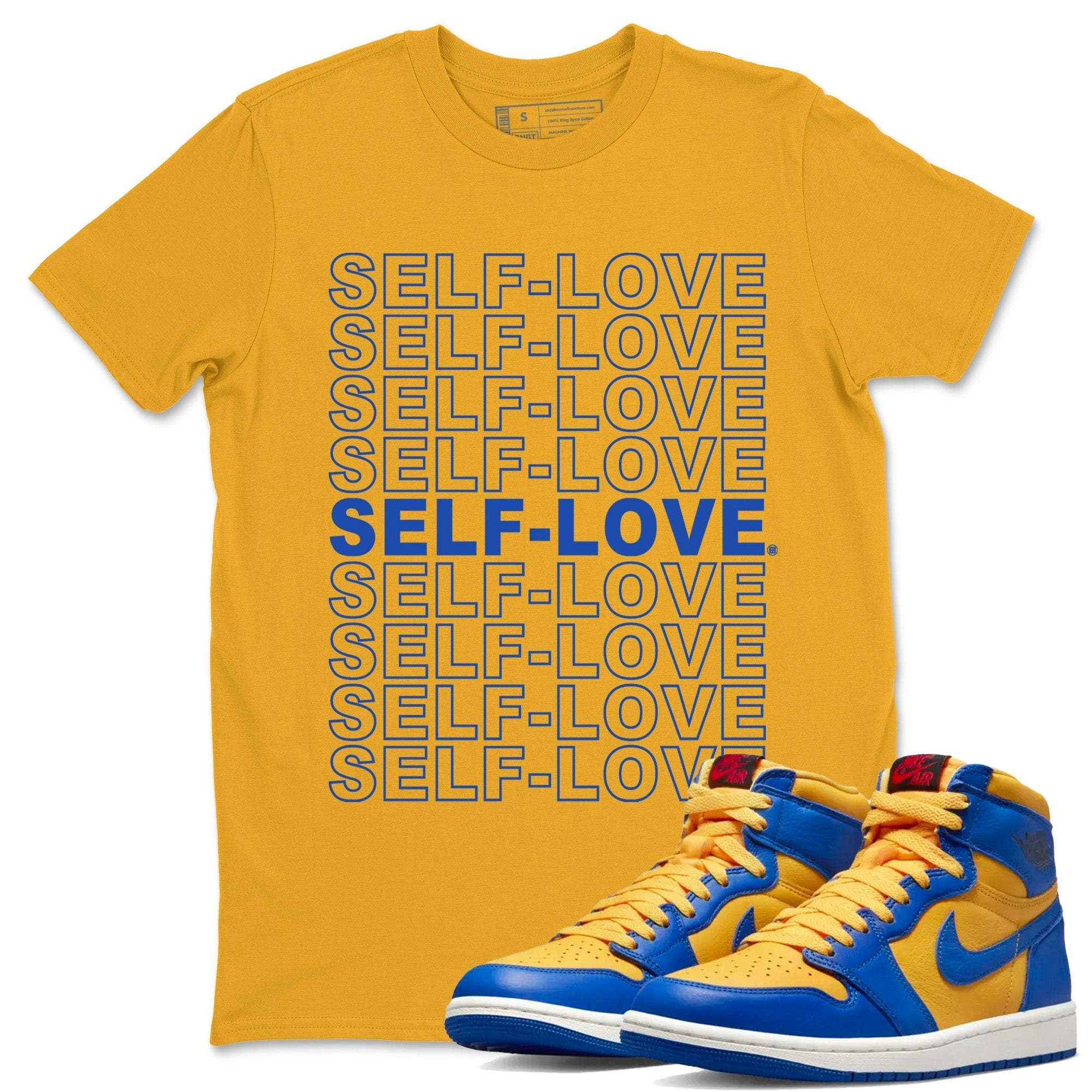 Self Love Unisex Tops - Air Jordan 1 Game Royal Varsity Maize