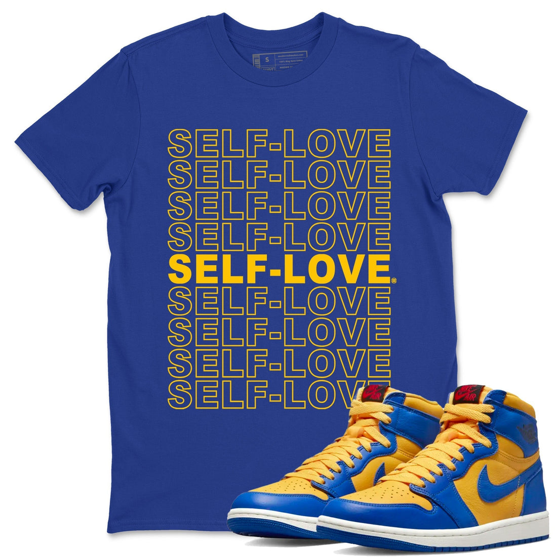 Self Love Unisex Tops - Air Jordan 1 Game Royal Varsity Maize