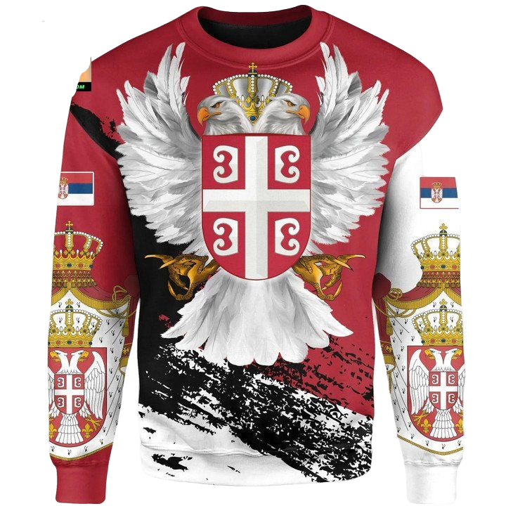 Serbia Sweater ? Serbian White Eagle Knitted Long-Sleeved Sweater A7 ? Usalast