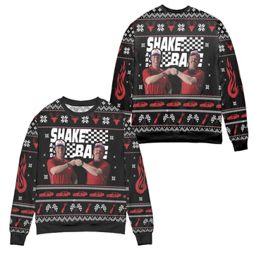 Shake And Bake Talladega Nights Reindeer Pattern Ugly Christmas Sweater ? Black ? Usalast