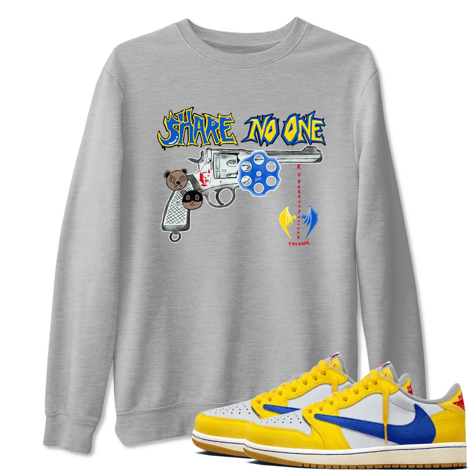 Share No One Sneaker Tees - Air Jordan 1 Travis Scott Canary