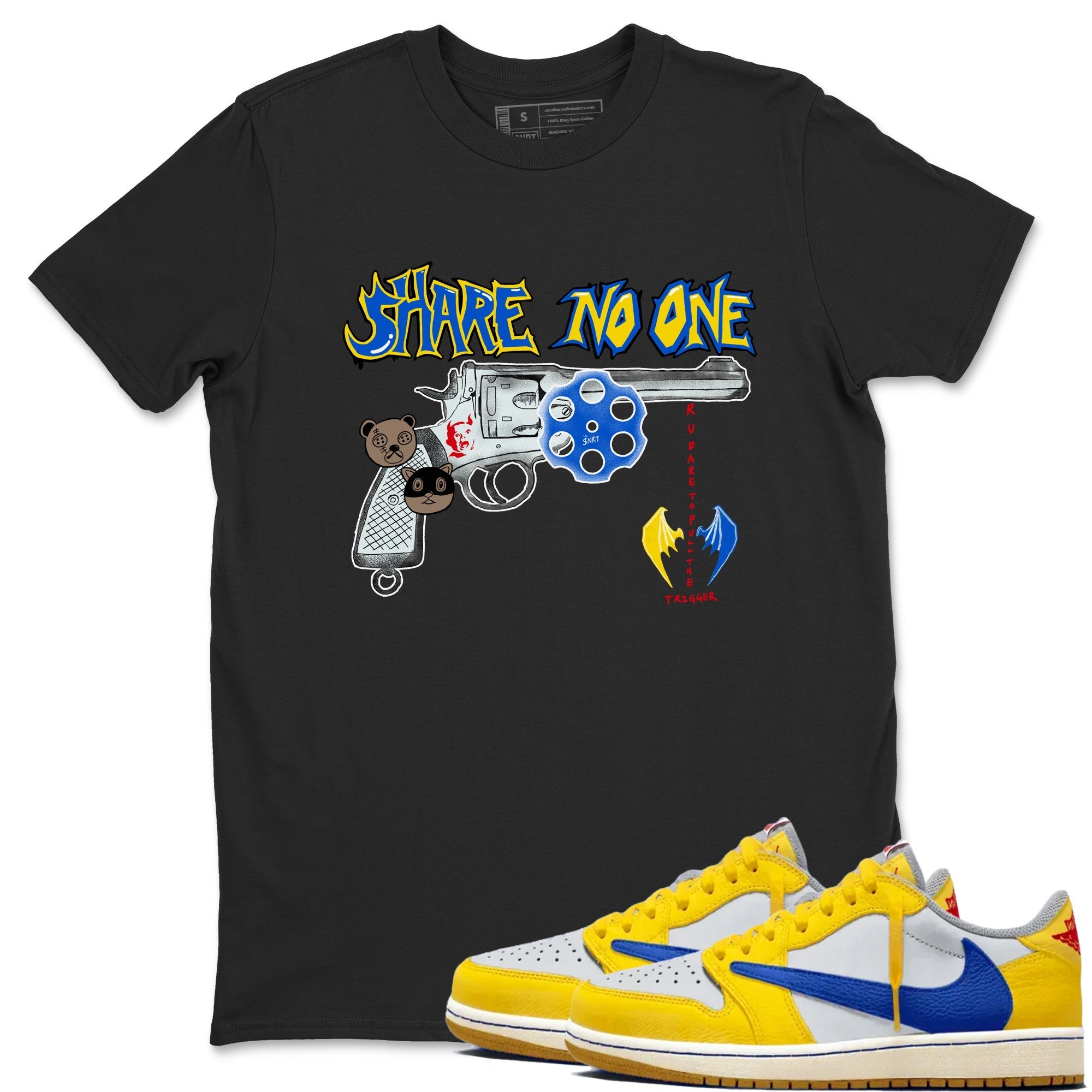 Share No One Sneaker Tees - Air Jordan 1 Travis Scott Canary