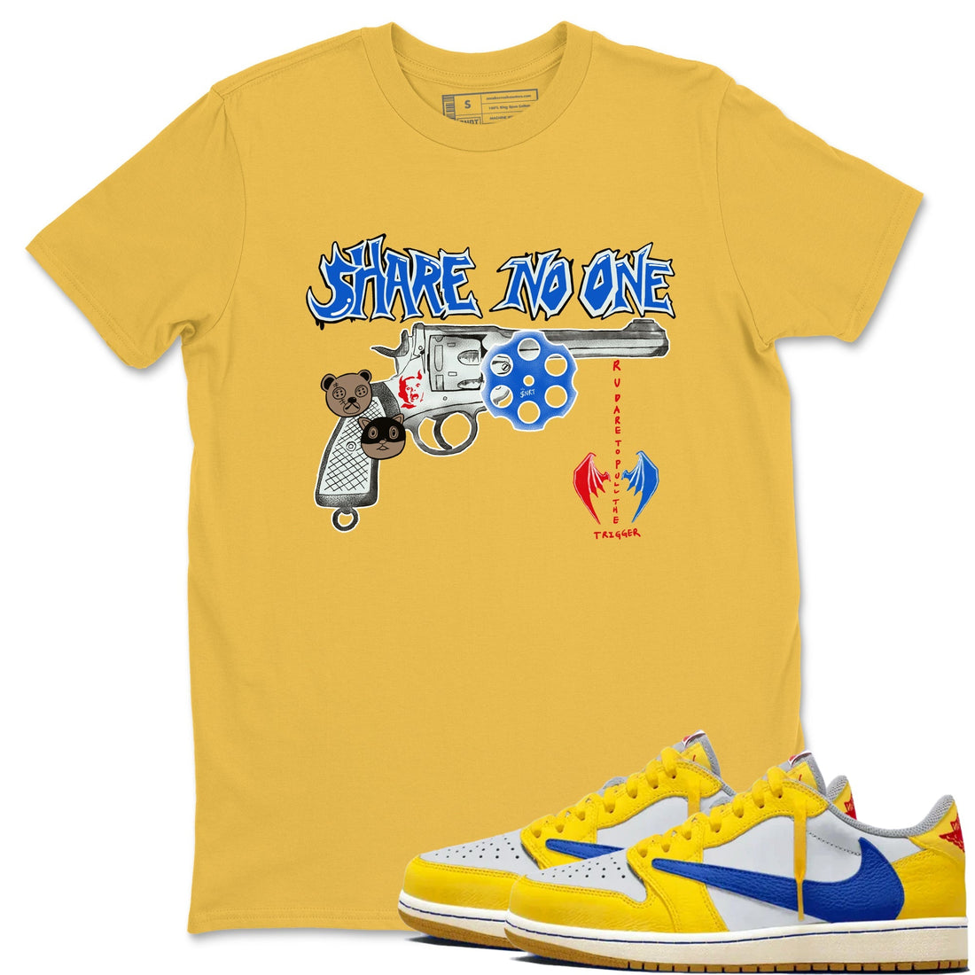Share No One Sneaker Tees - Air Jordan 1 Travis Scott Canary