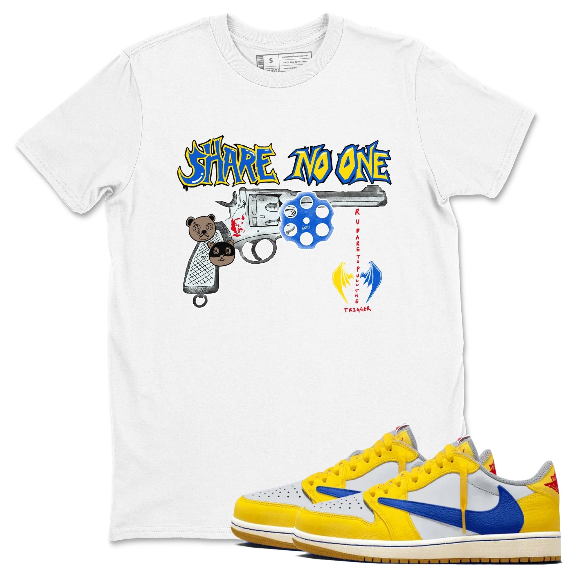 Share No One Sneaker Tees - Air Jordan 1 Travis Scott Canary