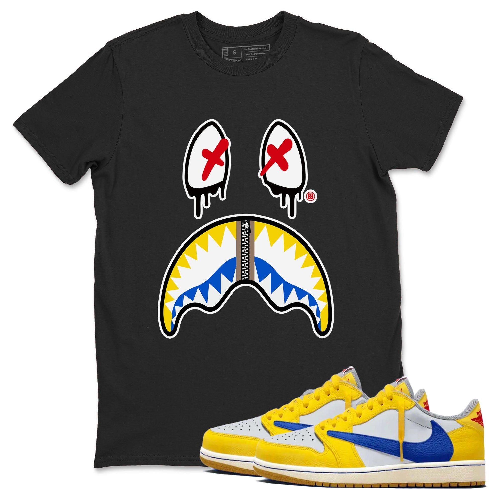 Shark Face Sneaker Tees - Air Jordan 1 Travis Scott Canary