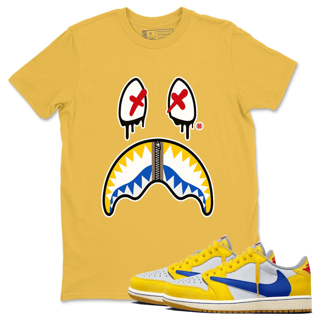 Shark Face Sneaker Tees - Air Jordan 1 Travis Scott Canary