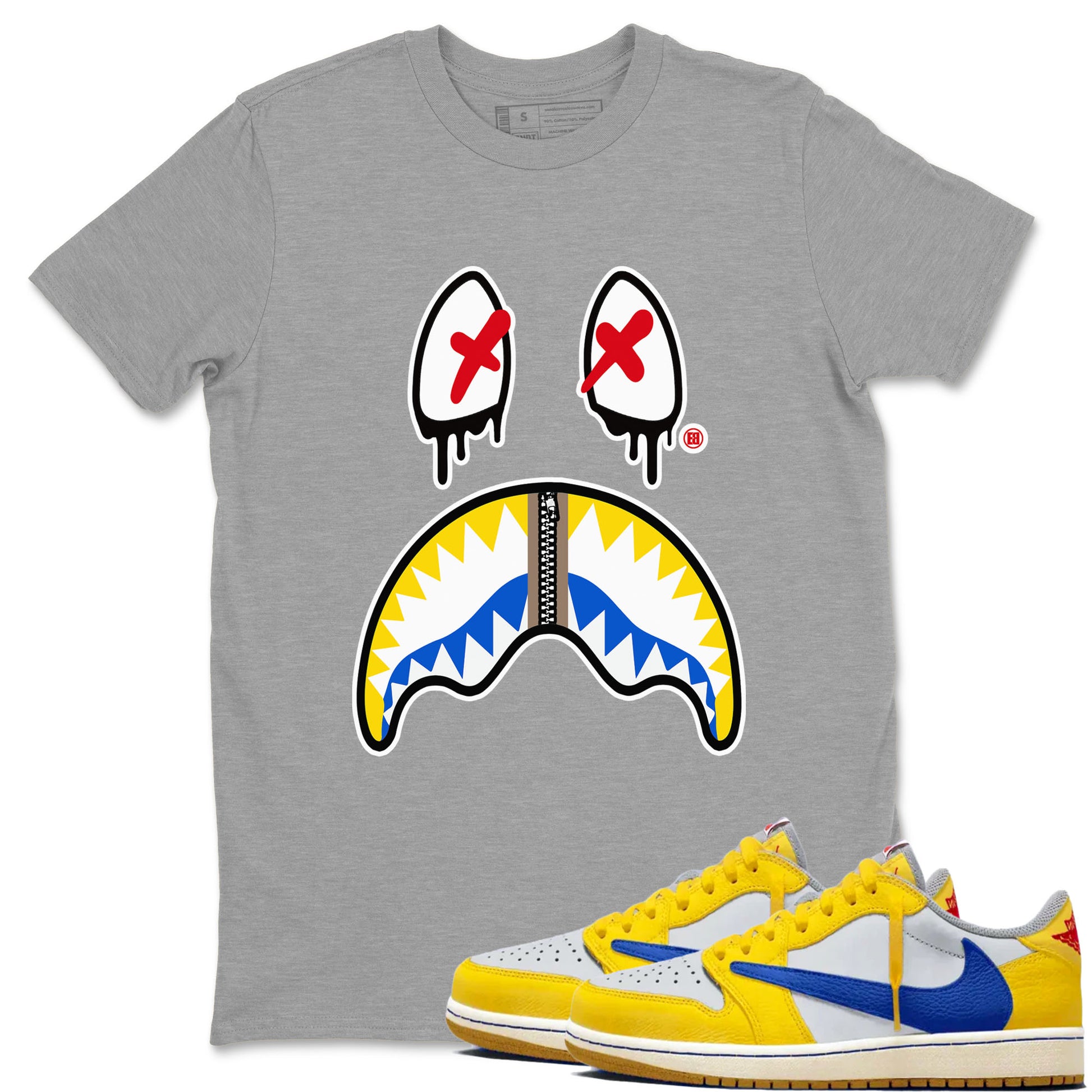 Shark Face Sneaker Tees - Air Jordan 1 Travis Scott Canary