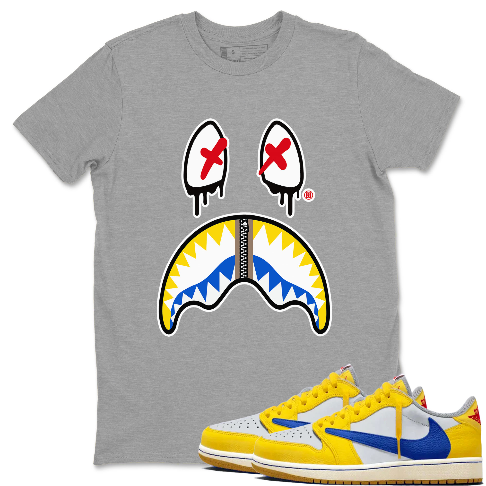 Shark Face Sneaker Tees - Air Jordan 1 Travis Scott Canary